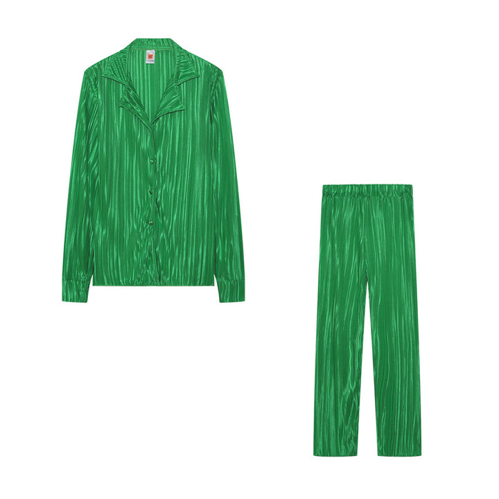 Lune London striped satin pajama set for women