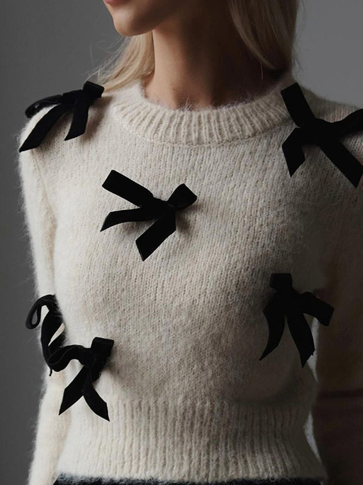 Knit sweater for women with playful bow details Lune London