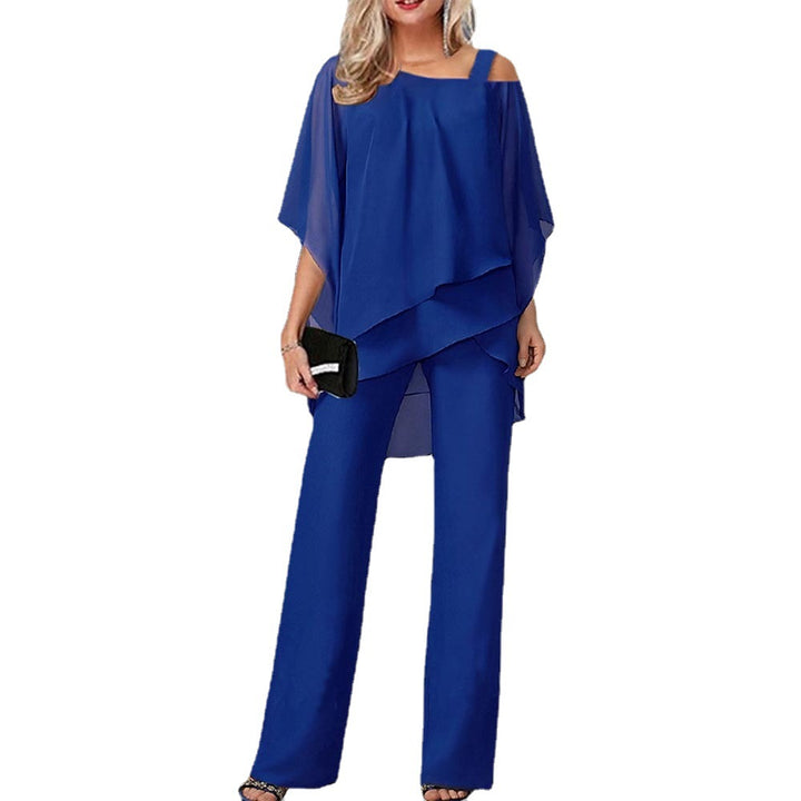 Elegant asymmetrical top set for women and wide trousers Lune London