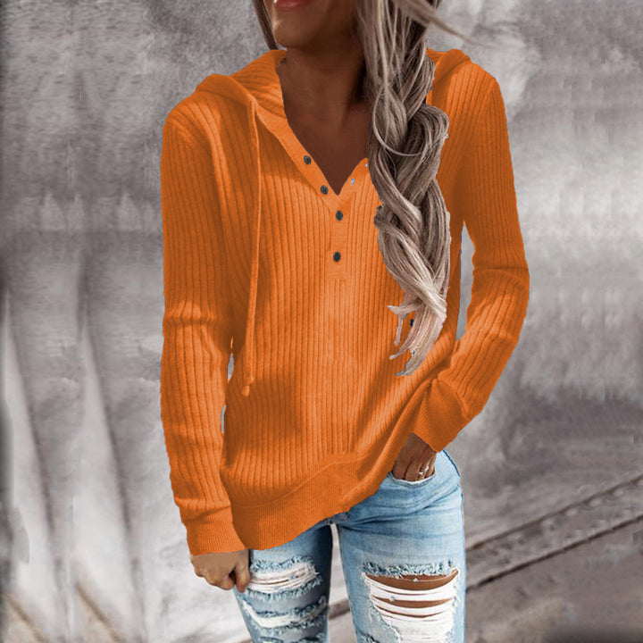 Women's hoodie with structured ribbed design and practical buttons Amarae