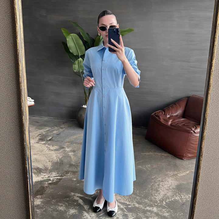 Shirt dress for women with elegant button placket and fitted silhouette Lune London