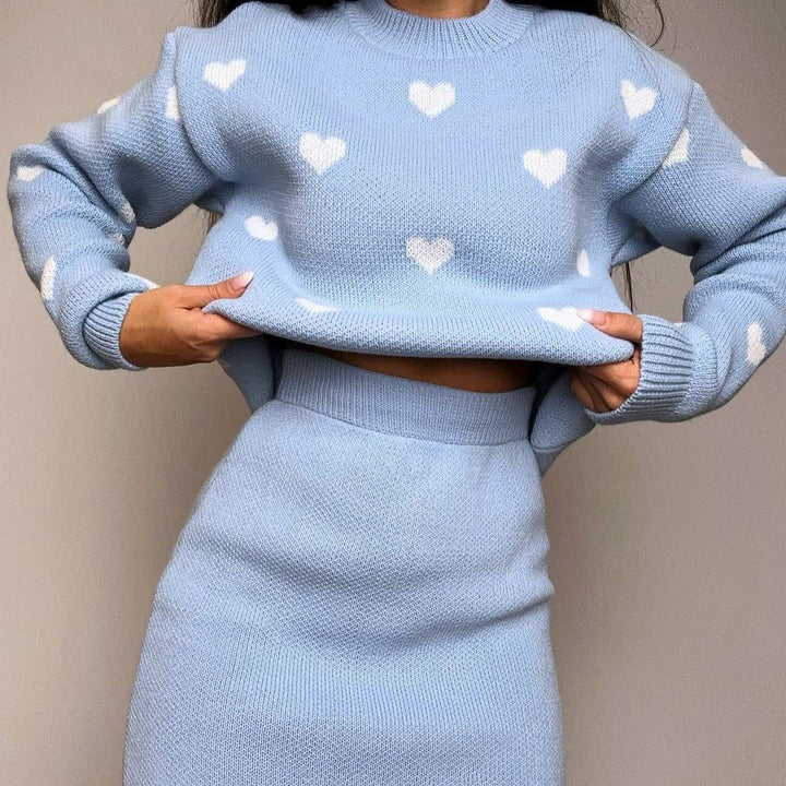 Casual knitted sweater for women with heart pattern Lune London
