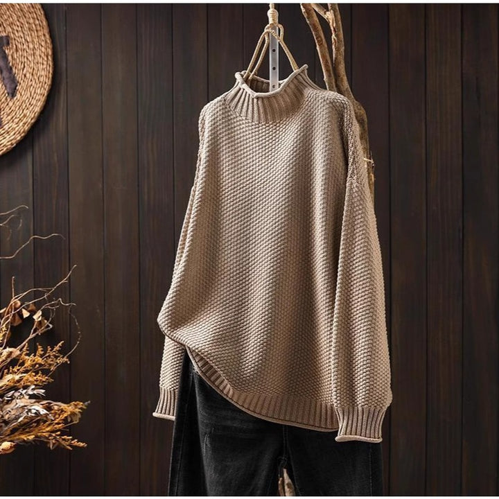 Oversized knitted sweater for women with high neck Lune London