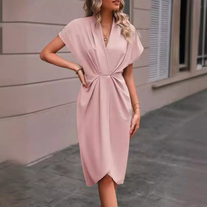 Women’s wrap dress with elegant V-neckline and draping Lune London
