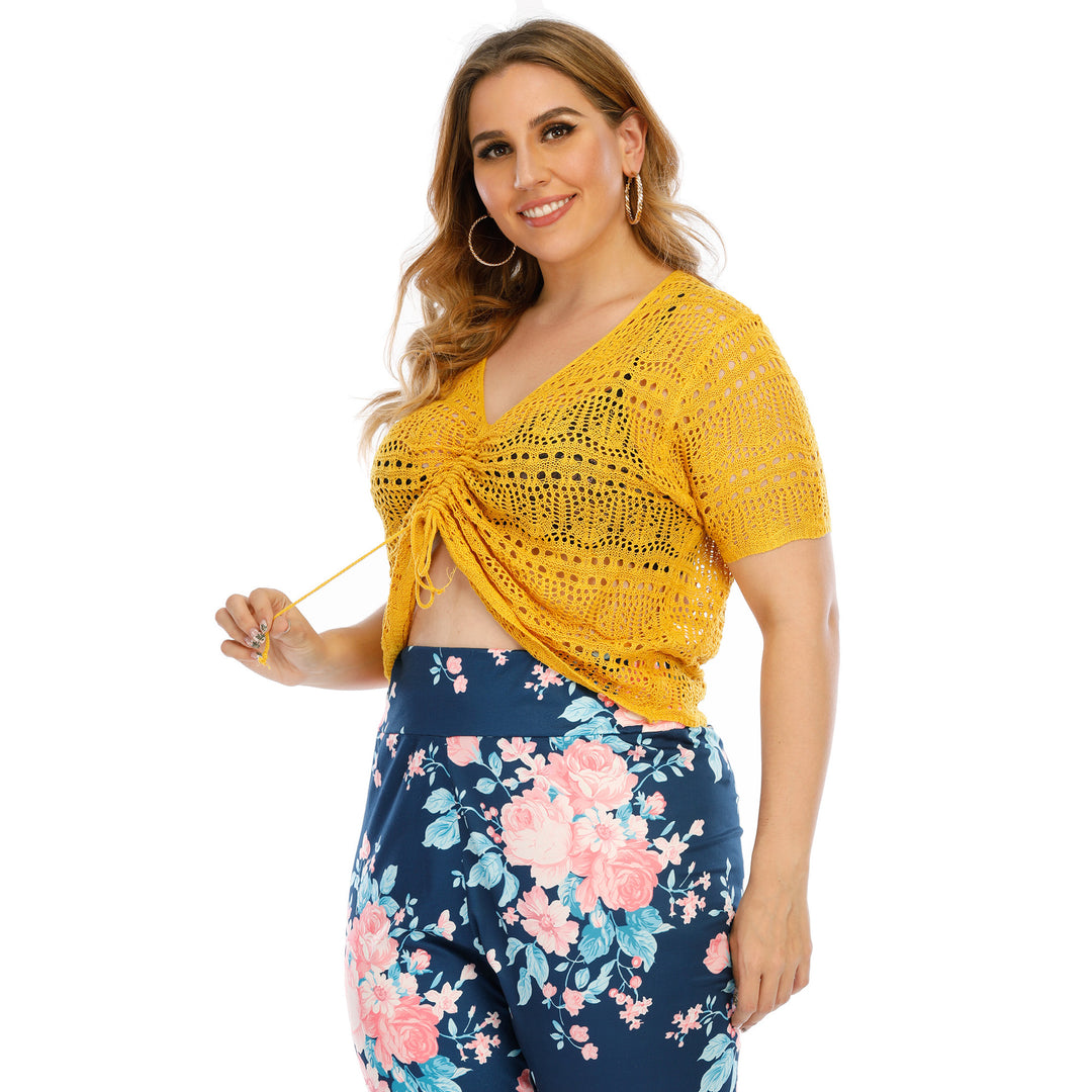 Women’s chic crochet beach cover-up with V-neck