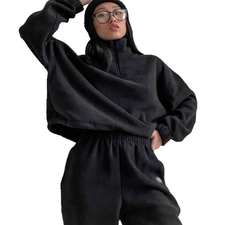Women Comfortable and Stylish Loungewear Set with Elastic Waist and Chic Crop Top