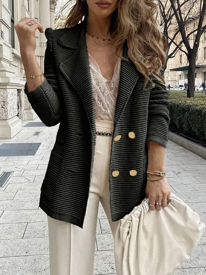 Women Structured Double-Breasted Blazer with Elegant Cut Lune London