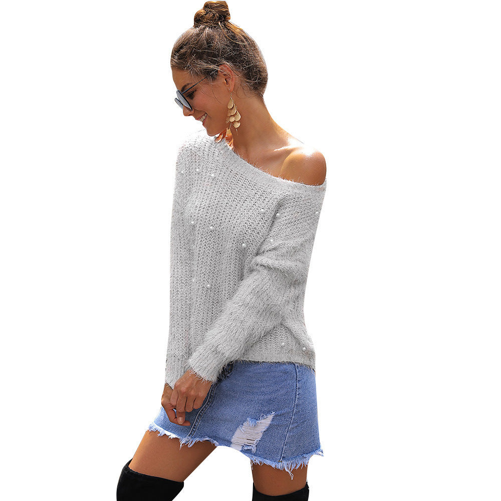 Ladies soft sweater with pearl accents Lune London