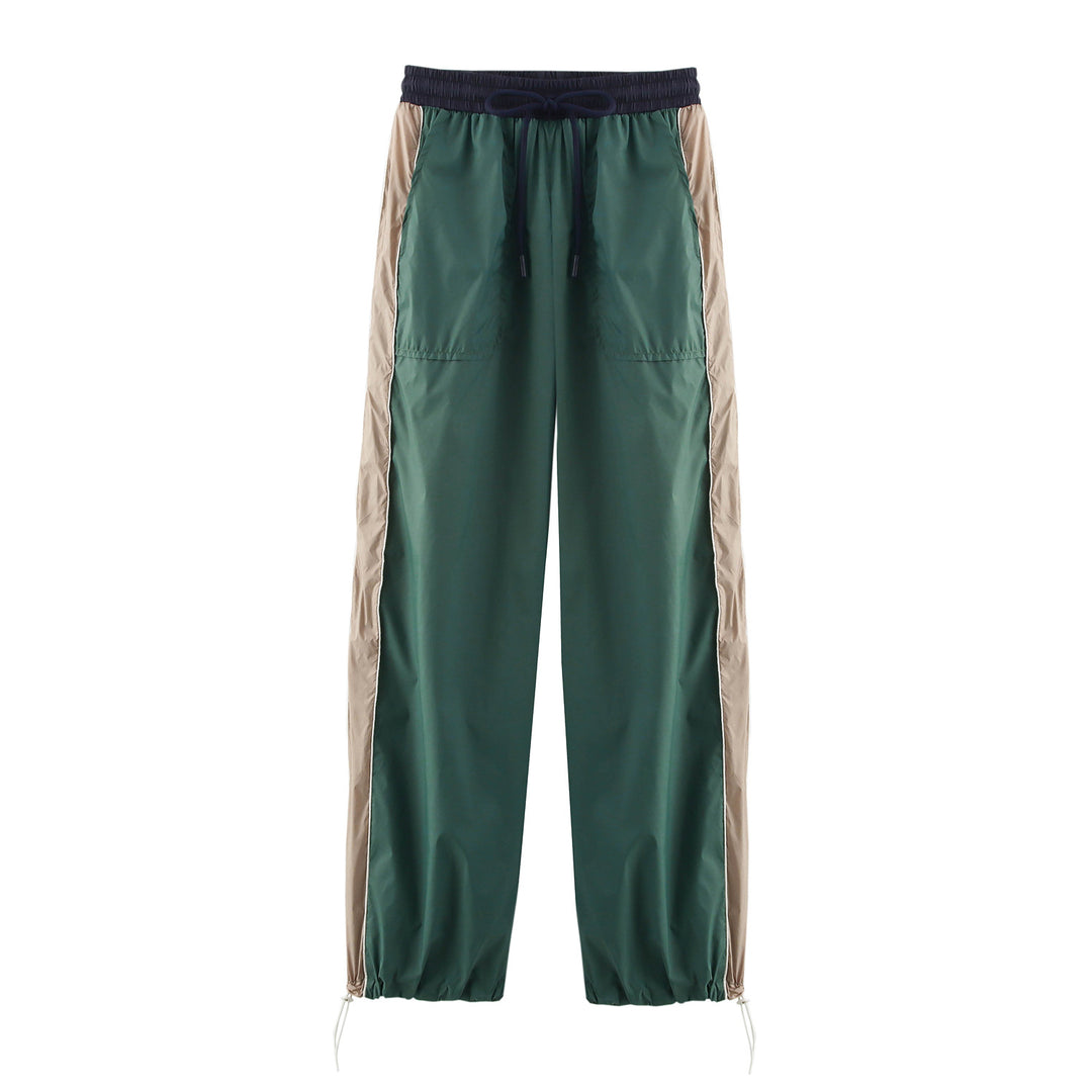 Women's Lightweight Nylon Training Pants with Contrast Sides, Drawstring and Adjustable Hem Amarae