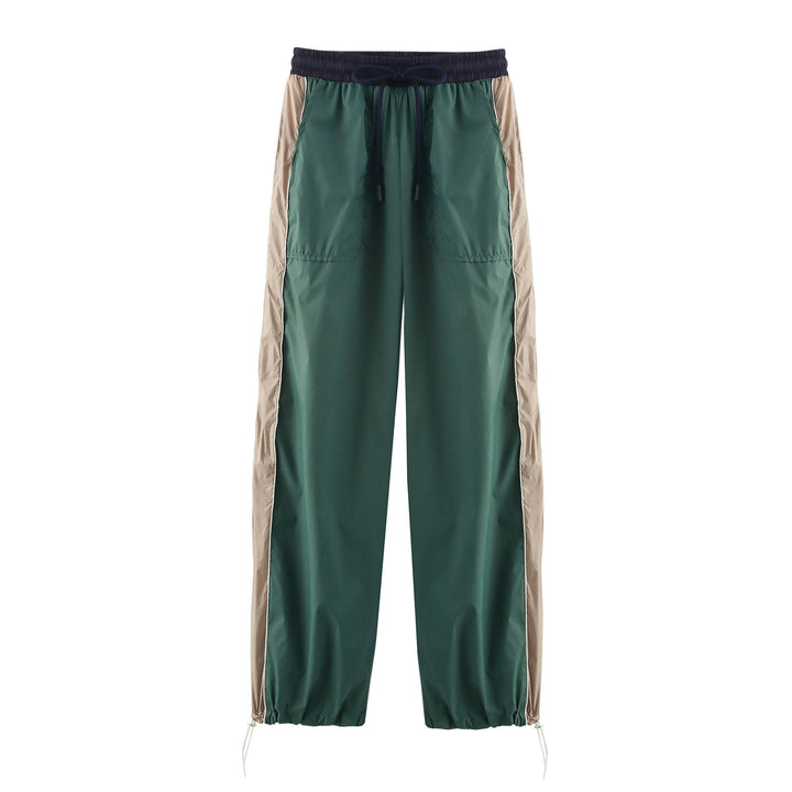 Women's Lightweight Nylon Training Pants with Contrast Sides, Drawstring and Adjustable Hem Amarae