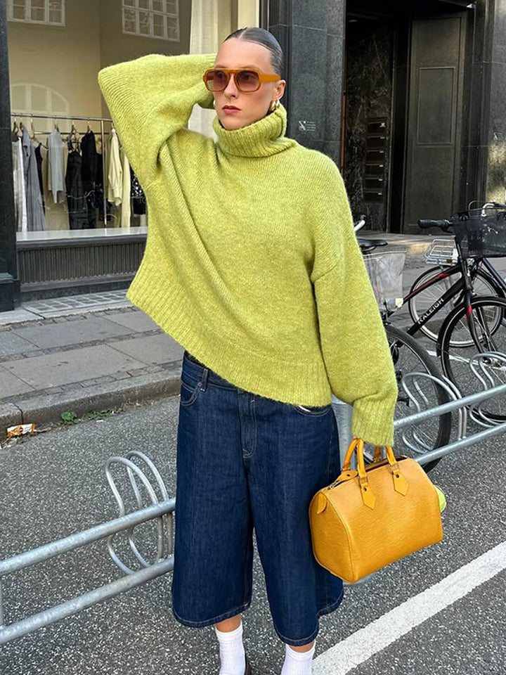 Women's Oversized Turtleneck Sweater made of Mohair Mix with Dropped Shoulder Amarae