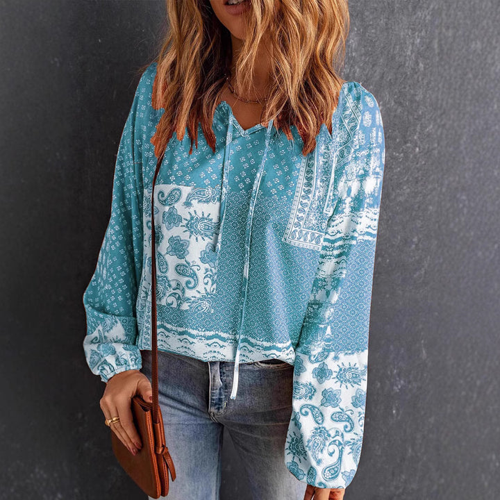 Hooded tracksuit top for women with paisley pattern and drawstring Lune London