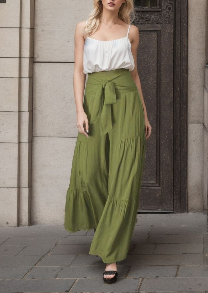 Loose summer pants for women with elastic waist and side drawstring Lune London
