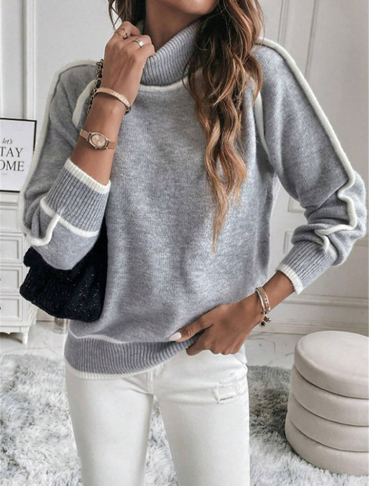 Casual turtleneck sweater for women with contrast details Lune London