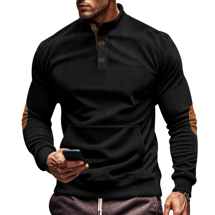 Casual men's sweater with button placket and textured surface Lune London