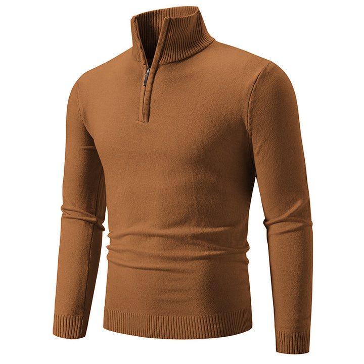 Knitted sweater for men with high collar and practical zipper Lune London