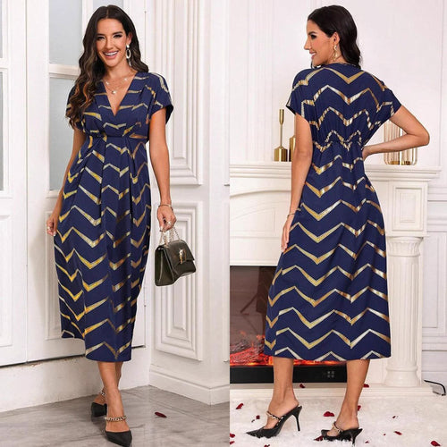 Amarae Chevron print wrap midi dress
