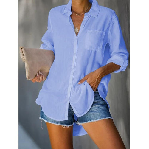Casual women's shirt with chest pocket and long sleeves Amarae