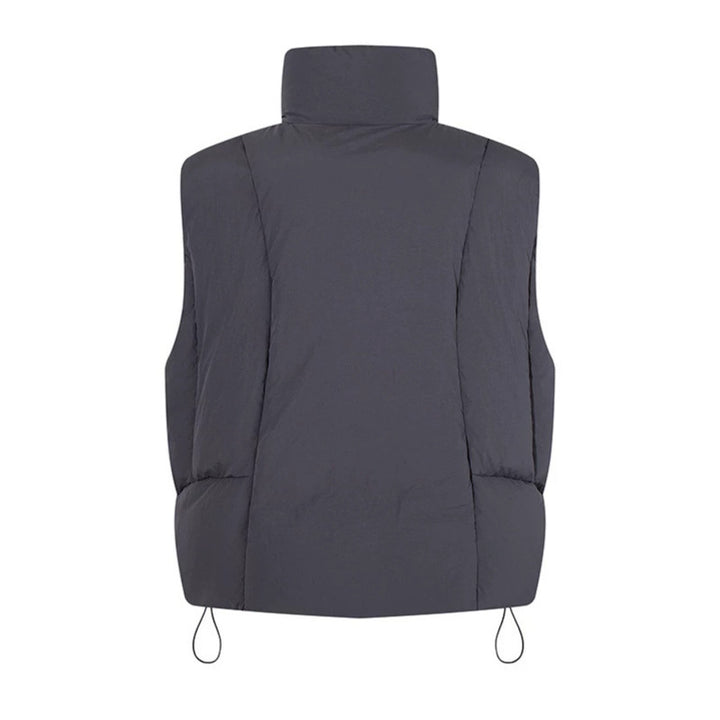 Women's padded quilted vest with high stand-up collar, two-way zipper and drawstring Amarae