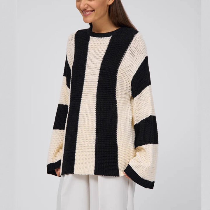 Casual knit sweater for women with wide stripes Lune London