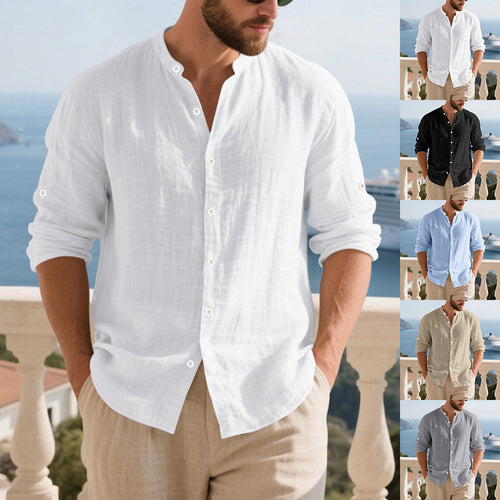 Casual long-sleeve shirt for men with modern button details and a textured surface Amarae