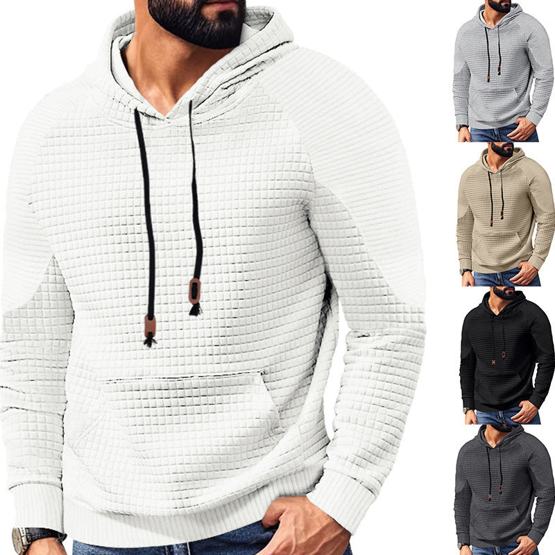 Men's trendy hooded sweatshirt with textured design and kangaroo pocket Lune London