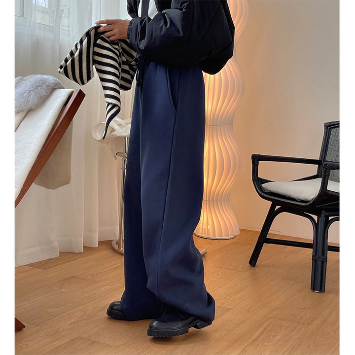 Women's Extra Wide Palazzo Sweatpants Made of Cotton Fleece with Drawstring and Side Pockets Amarae