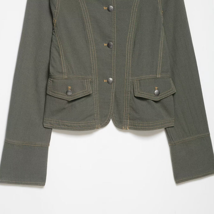 Women's short jacket in military style with stand-up collar and epaulettes Amarae