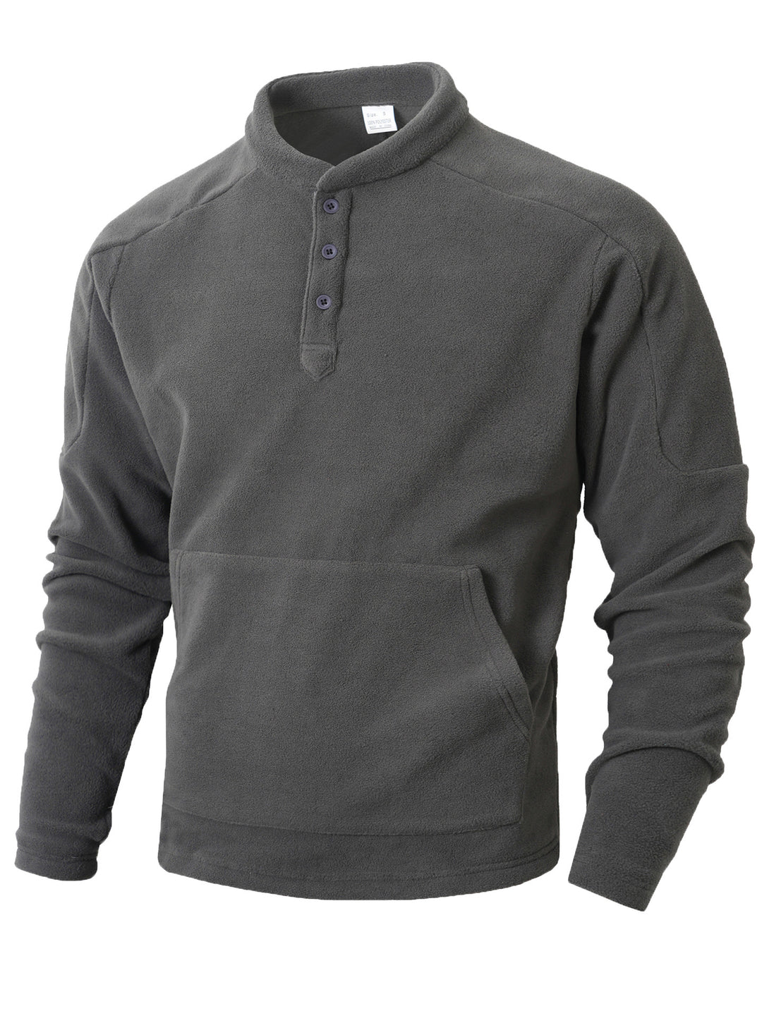 Men's fleece pullover with trendy high collar and practical button details Lune London