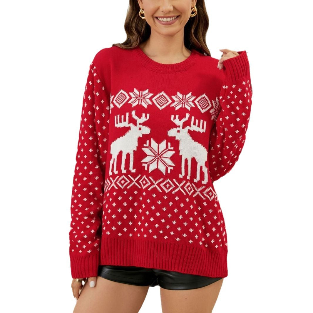 Christmas sweater for women with reindeer pattern and classic Norwegian pattern Lune London