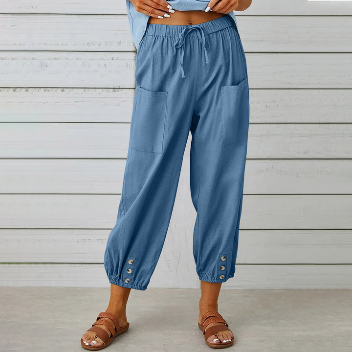 Casual airy trousers for ladies with elastic waistband and pockets Lune London