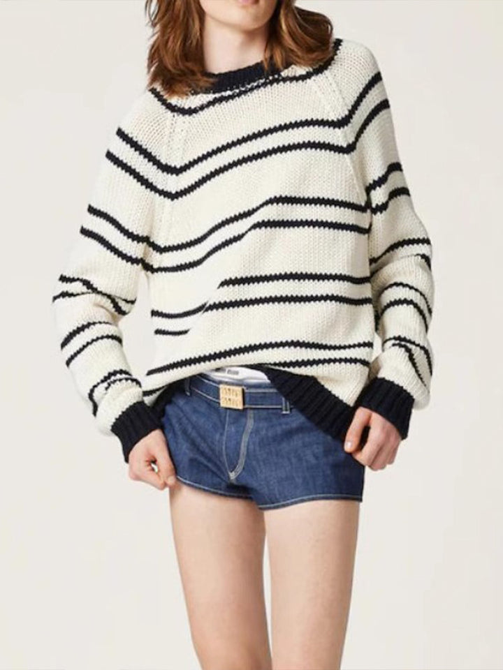 Pull à rayures tendance pour femmes en tricot épais Chic & Stil