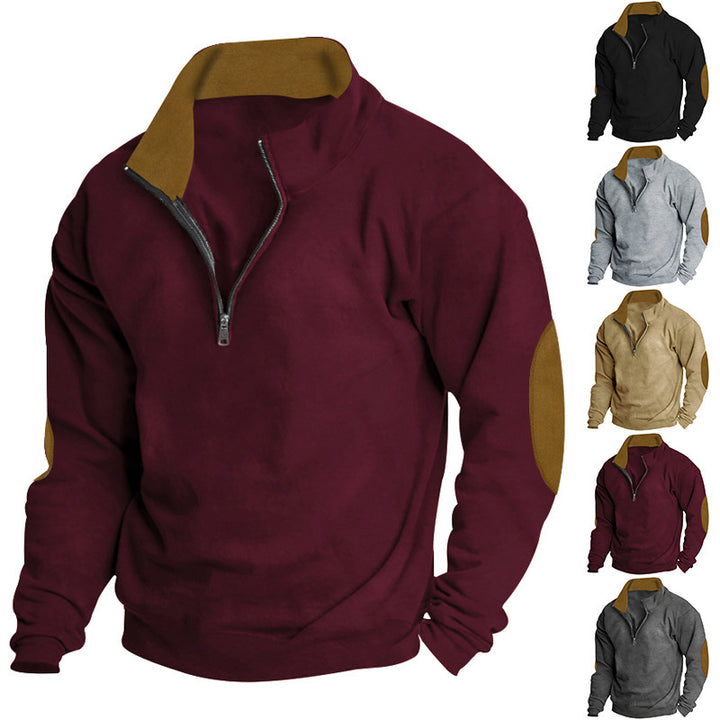 Modern men's sweatshirt with half-zip and textured design Amarae