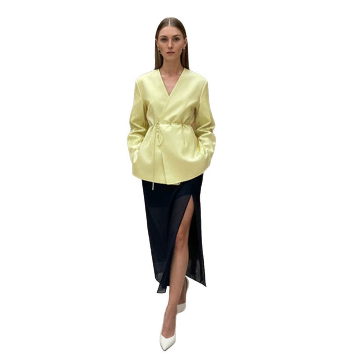 Women's wrap blazer with drawstring and wide culotte pants two-piece Amarae