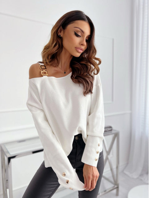 Ladies Off-Shoulder Sweater in Comfortable Chic Knit