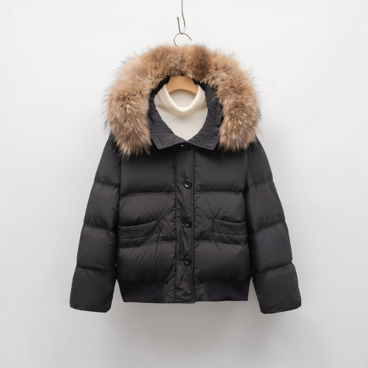 Ladies warm winter coat with removable fur collar Lune London