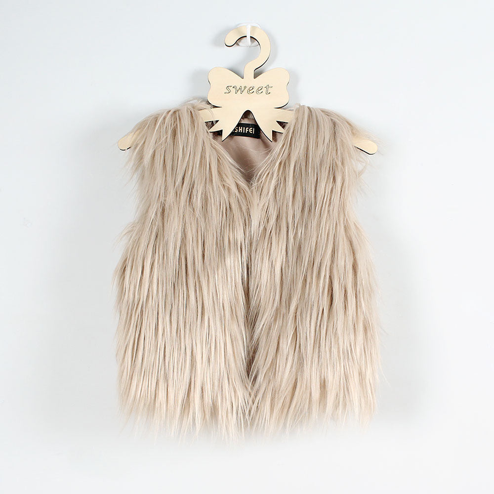 Ladies Faux Fur Soft Gilet with Stand-up Collar Lune London