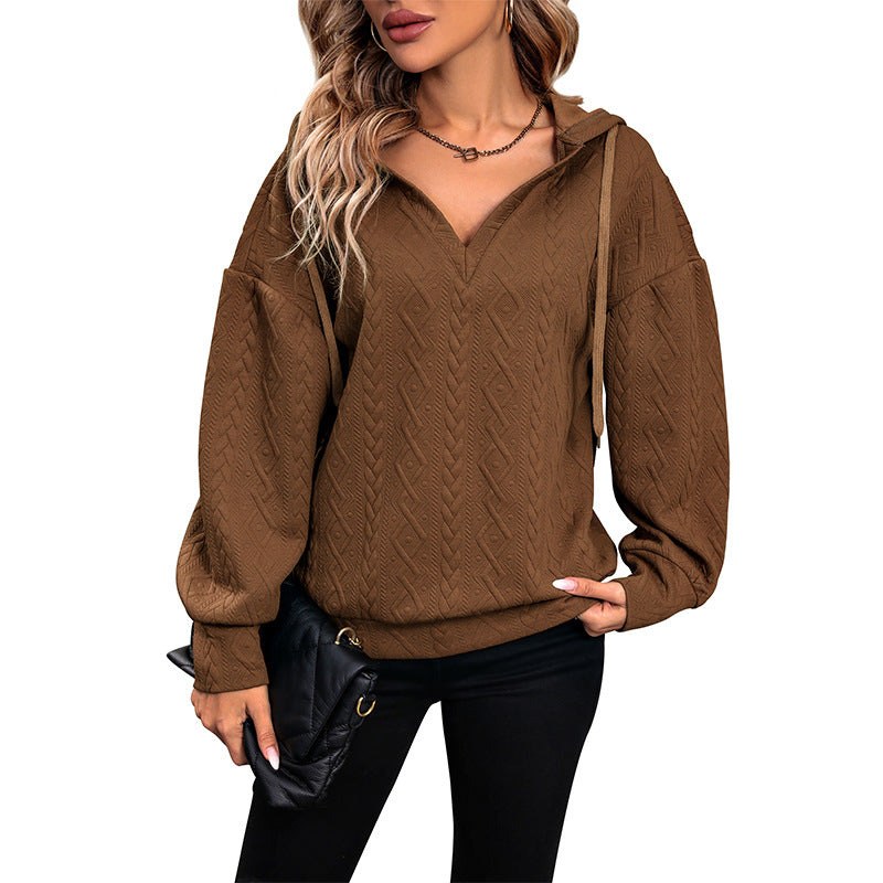 Women's sweater with hood and textured design Amarae