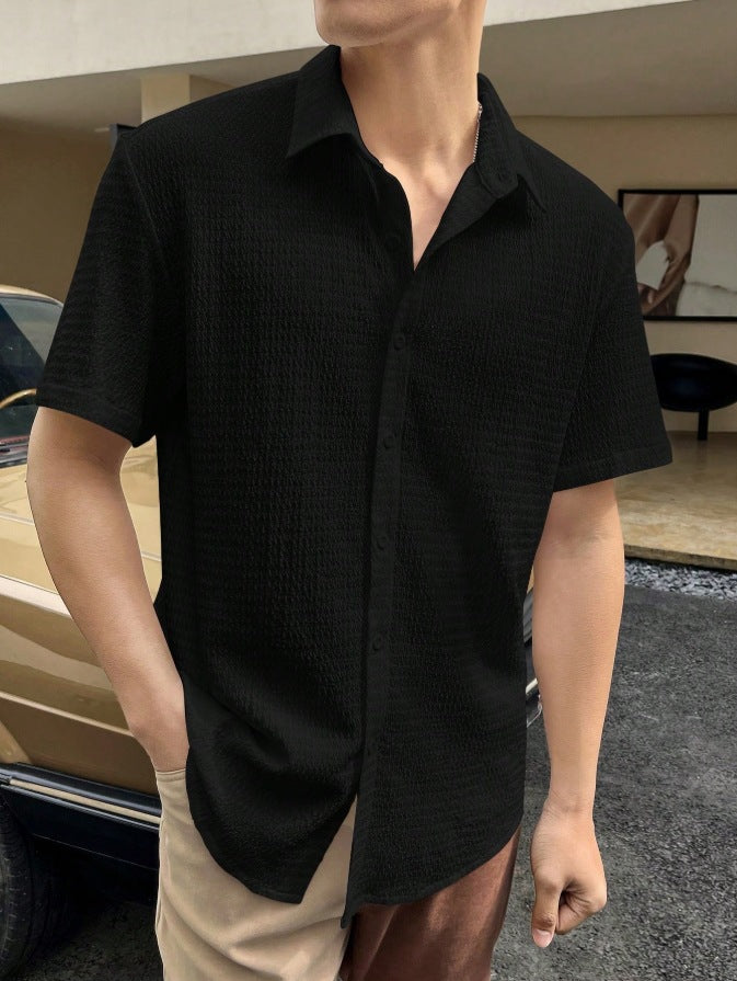 Casual short sleeve shirt for men with textured fabric Amarae