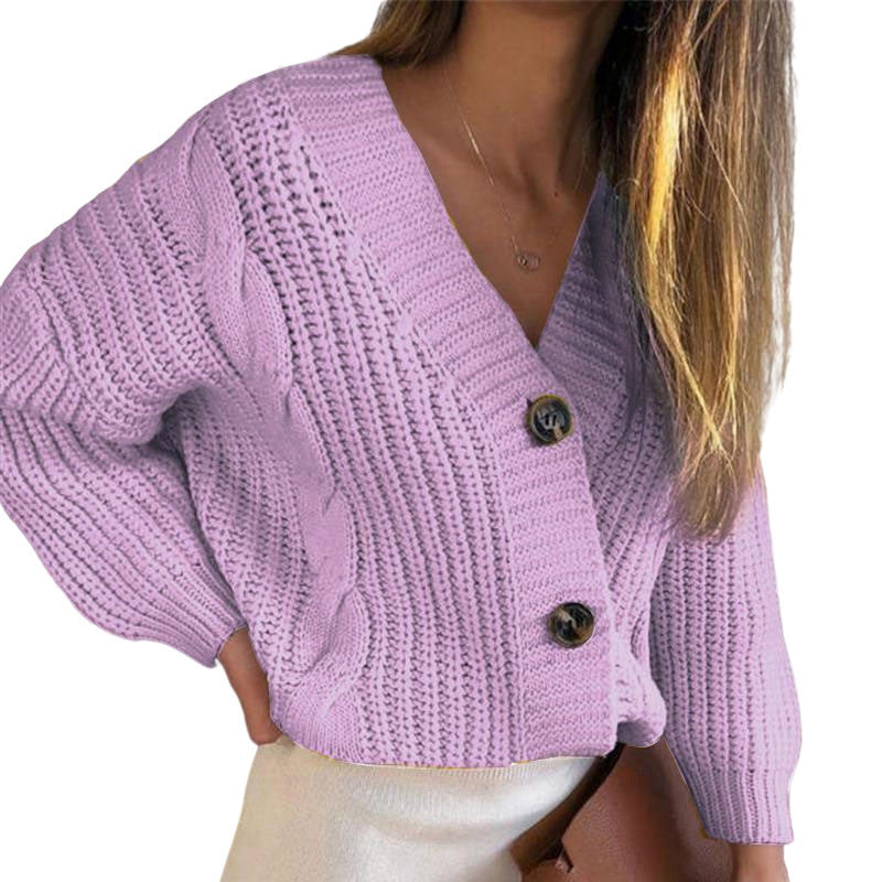 Knitted women's jacket with structured pattern and button details Lune London