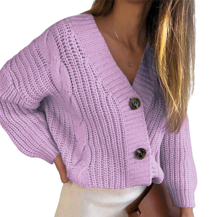 Knitted women's jacket with structured pattern and button details Lune London