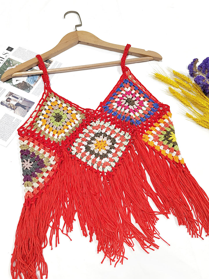 Lune London Crocheted Fringe Crop Top for Women