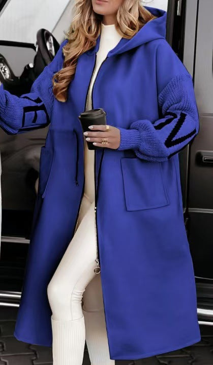 Women Fashionable Long Coat with Hood and Pockets Lune London