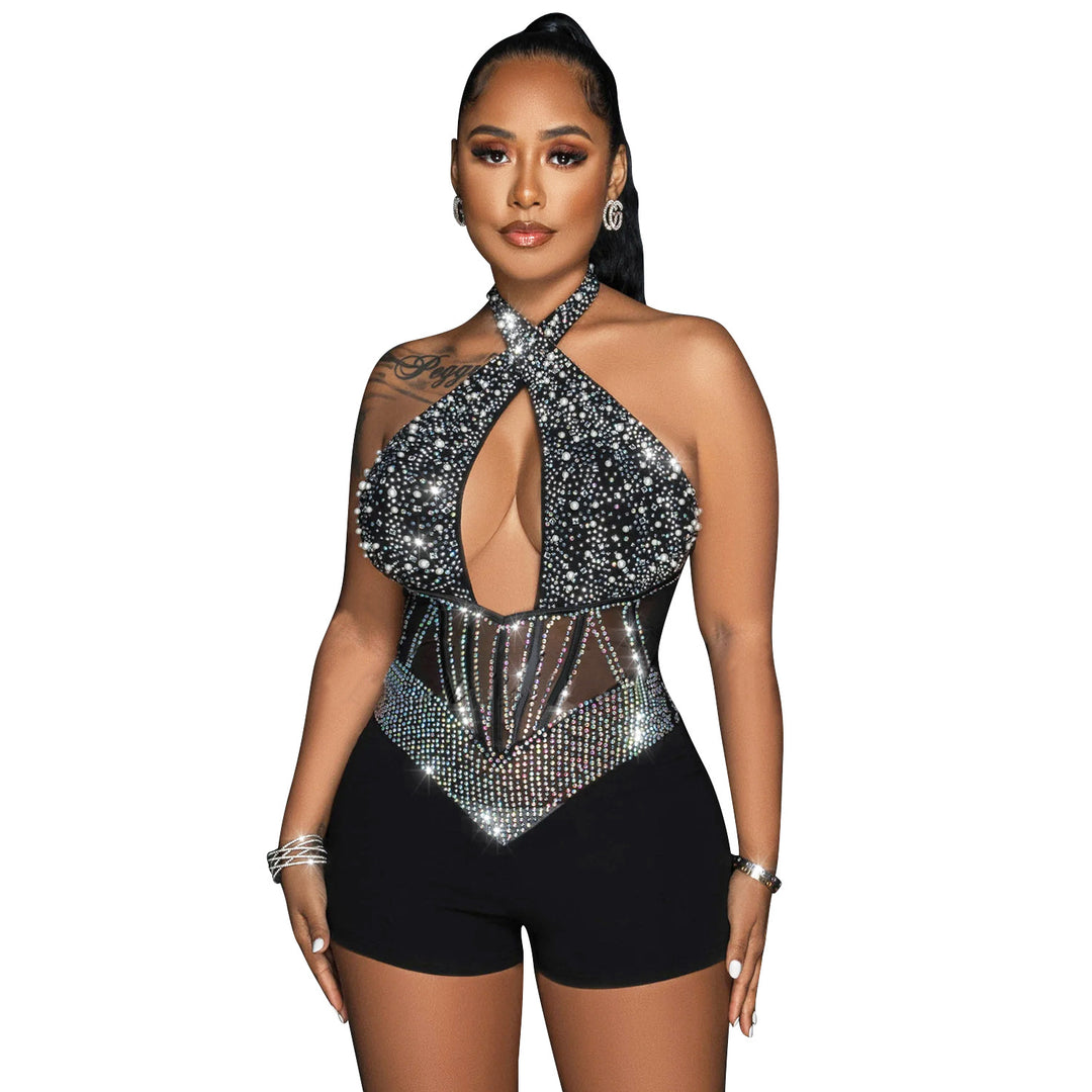 Women Sparkling Body with Chic Collar