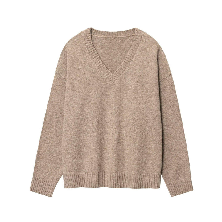 Knit sweater for women with V-neck and loose fit Lune London