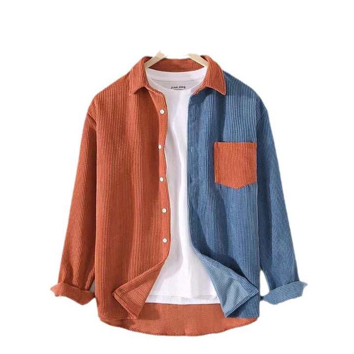 Men's corduroy shirt with textured fabric and applied chest pocket Amarae