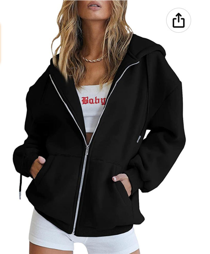 Ladies oversized hooded jacket with practical pockets Amarae