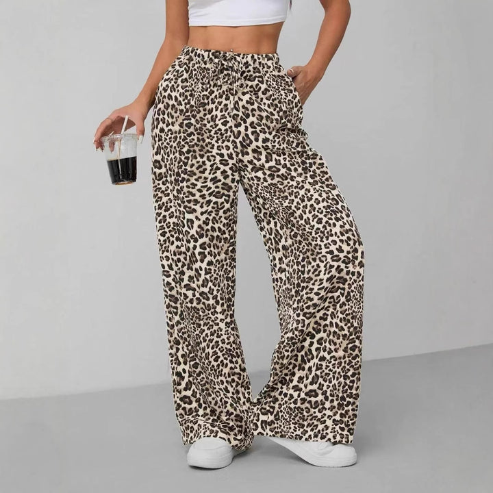 Lune London Women's Wide Chiffon Leopard Print Pants