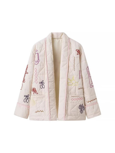 Ladies down jacket with creative embroidery design Amarae