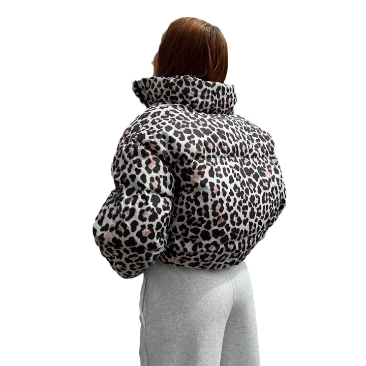 Stylish down hooded jacket for women with trendy leopard print Lune London